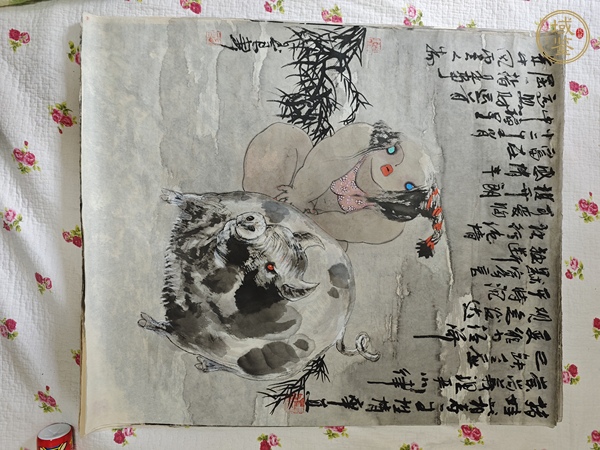古玩字畫關玉良人物生肖圖真品鑒賞圖