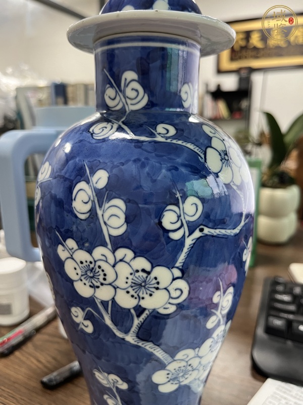 古玩陶瓷清晚期冰梅蓋罐真品鑒賞圖