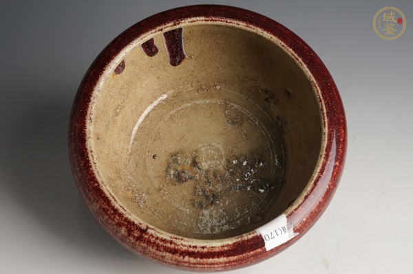 古玩陶瓷清中期·紅釉三足缽式爐真品鑒賞圖