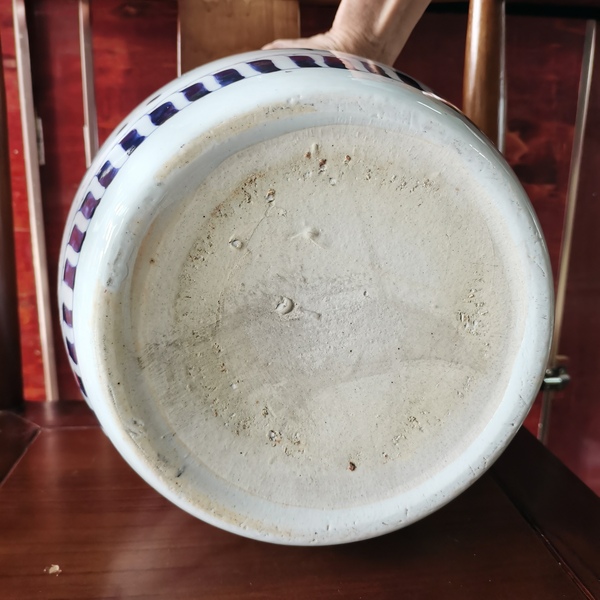 古玩陶瓷民國青花魁星點斗卷缸拍賣，當前價格1600元