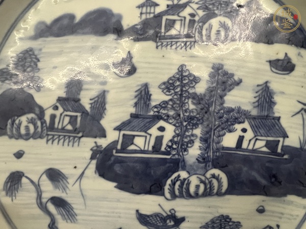 古玩陶瓷青花山水人物盤真品鑒賞圖
