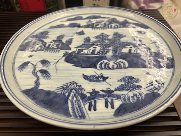 古玩陶瓷青花山水人物盤真品鑒賞圖