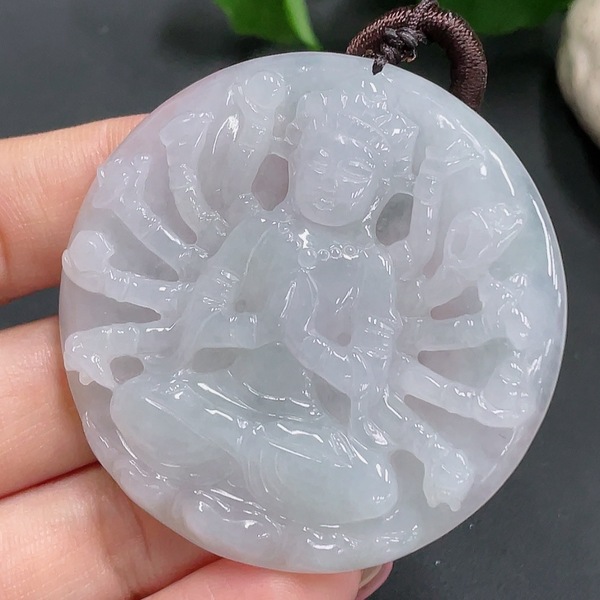 古玩玉器天然翡翠千手觀音掛件(帶翡翠鑒定證書)拍賣，當前價格980元