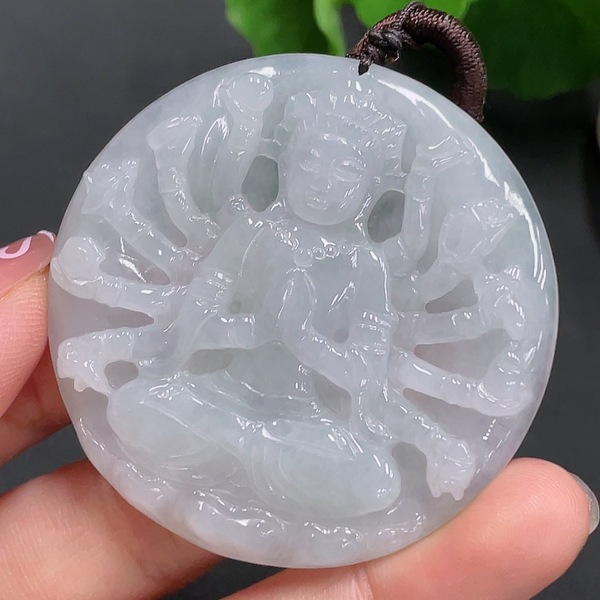 古玩玉器天然翡翠千手觀音掛件(帶翡翠鑒定證書)拍賣，當前價格980元