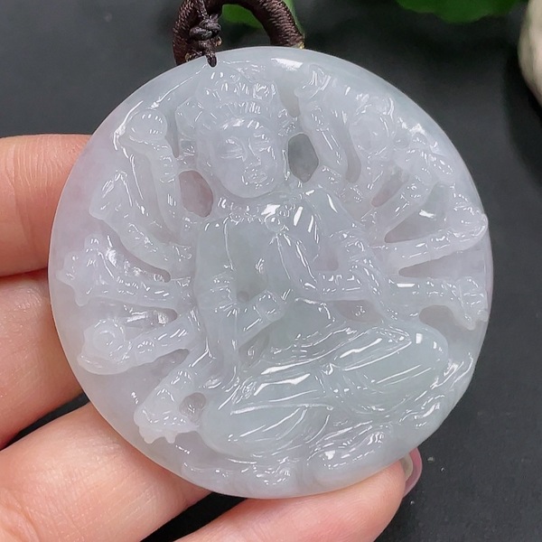 古玩玉器天然翡翠千手觀音掛件(帶翡翠鑒定證書)拍賣，當前價格980元