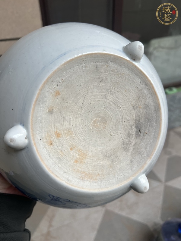 古玩陶瓷青花福祿壽三星人物紋三足香爐真品鑒賞圖