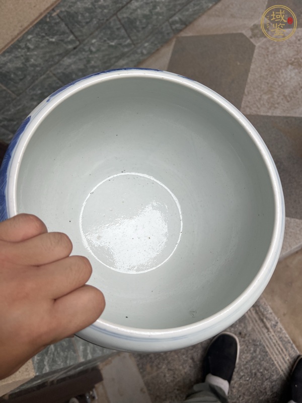 古玩陶瓷三星高照?qǐng)D青花三乳足缽式香爐真品鑒賞圖