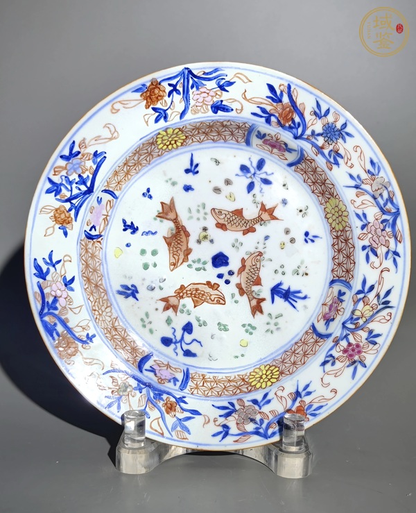 古玩陶瓷青花五彩魚紋盤真品鑒賞圖
