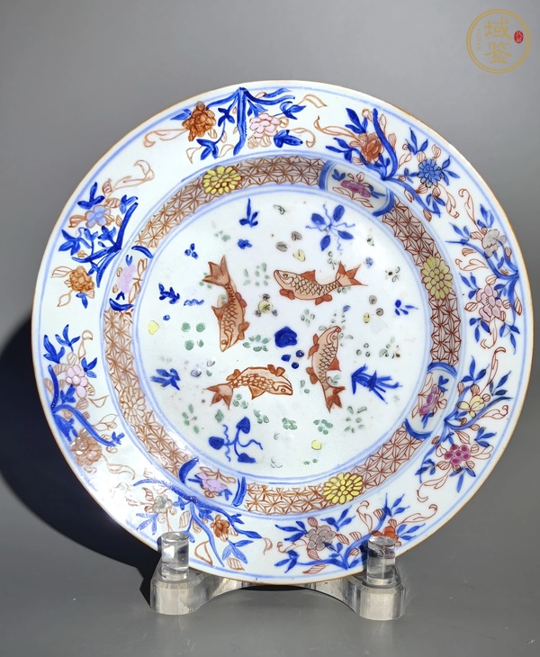古玩陶瓷青花五彩魚紋盤真品鑒賞圖