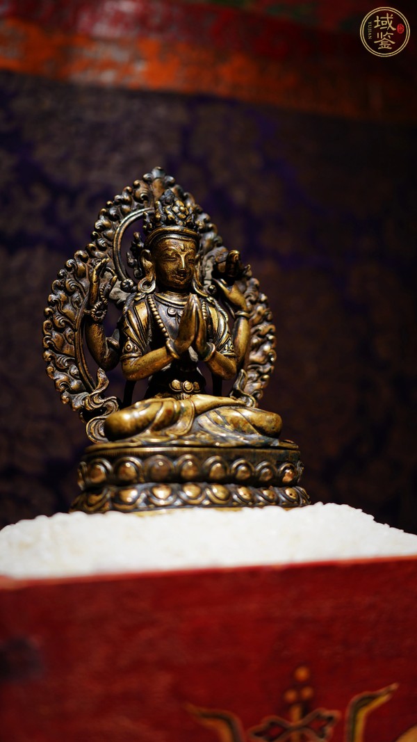 古玩銅器四臂觀世英菩薩真品鑒賞圖