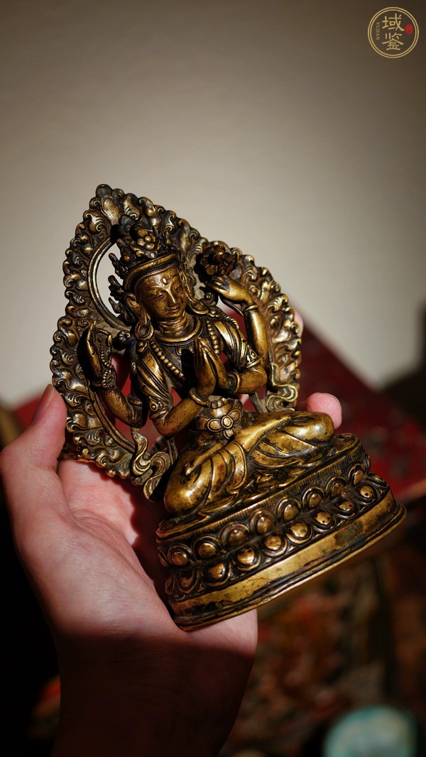 古玩銅器四臂觀世英菩薩真品鑒賞圖