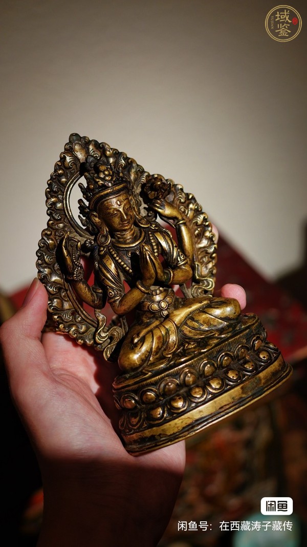古玩銅器四臂觀世英菩薩真品鑒賞圖