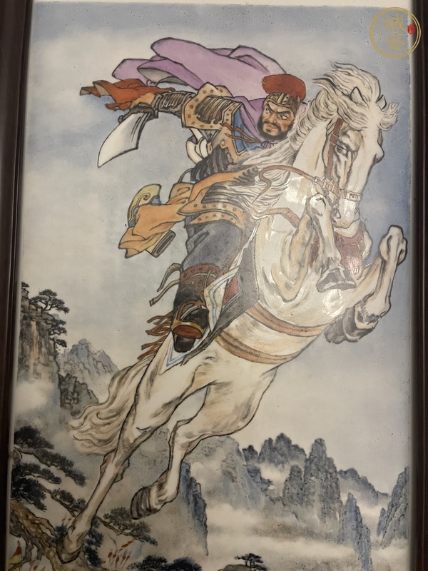 古玩陶瓷粉彩人物瓷板真品鑒賞圖