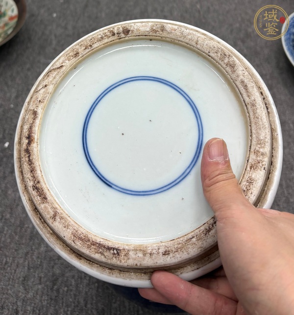 古玩陶瓷藍釉五彩魚紋瓶標本真品鑒賞圖
