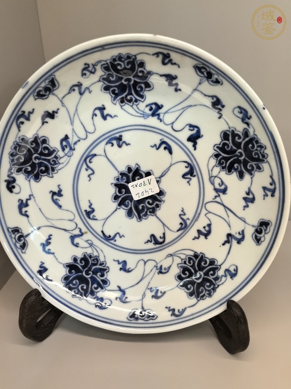 古玩陶瓷清光緒 青花纏枝蓮紋盤真品鑒賞圖
