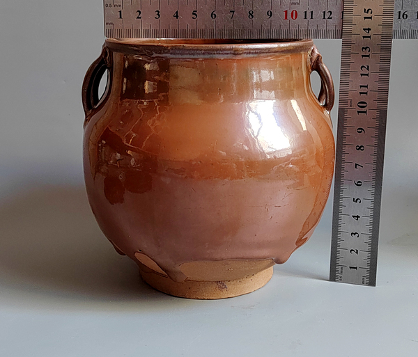 古玩陶瓷很不錯的一個明代紫金釉柿子紅四系罐拍賣，當(dāng)前價格76元