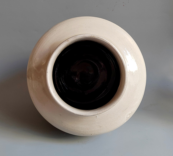 古玩陶瓷明代外白釉?xún)?nèi)窯變黑釉茶葉罐拍賣(mài)，當(dāng)前價(jià)格76元