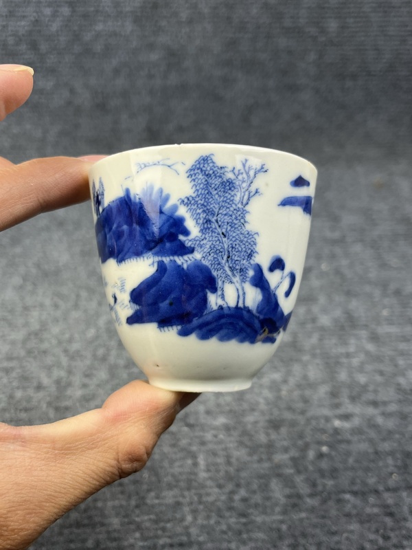 古玩陶瓷青花漁樵耕讀仰鐘杯拍賣,當(dāng)前價格1588元