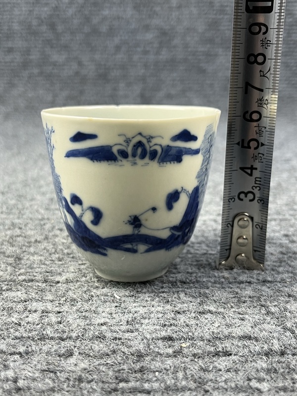 古玩陶瓷青花漁樵耕讀仰鐘杯拍賣，當(dāng)前價(jià)格1588元