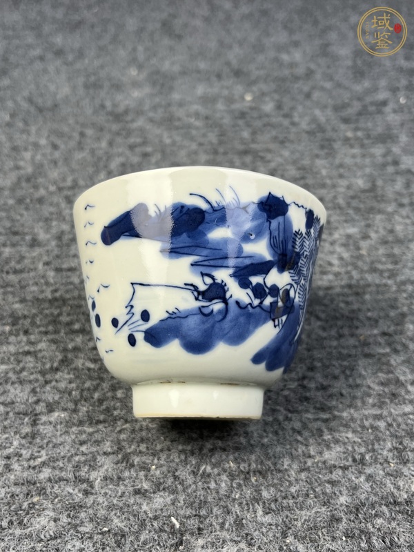 古玩陶瓷青花漁樵耕讀仰鐘杯真品鑒賞圖