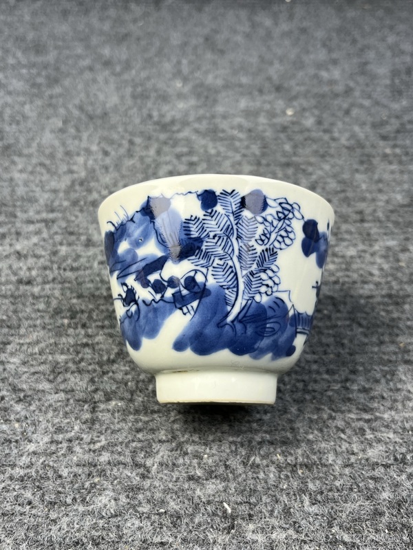 古玩陶瓷青花漁樵耕讀仰鐘杯拍賣，當(dāng)前價(jià)格1388元