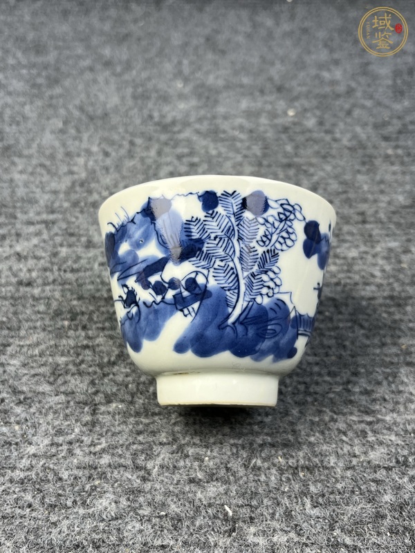 古玩陶瓷青花漁樵耕讀仰鐘杯真品鑒賞圖