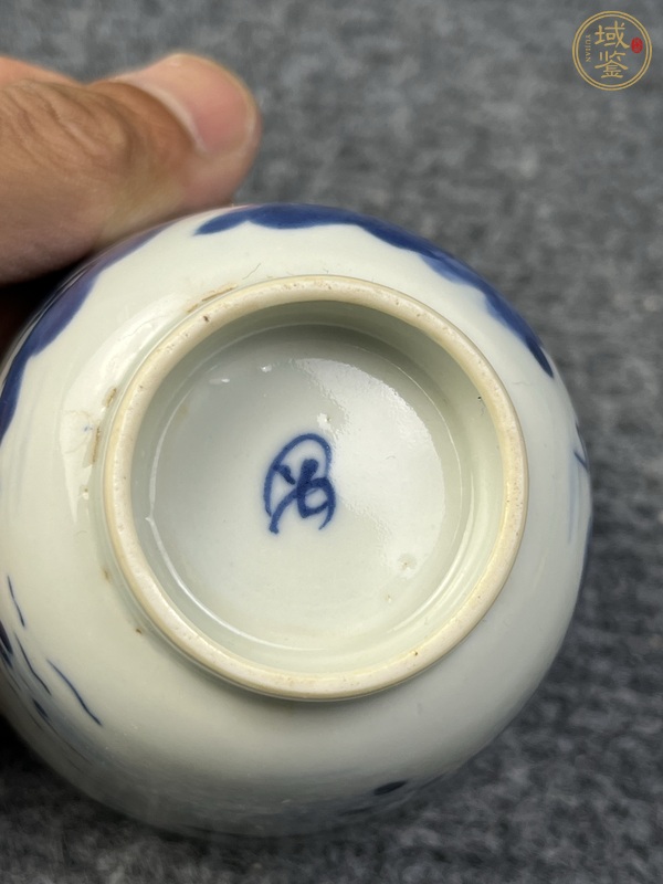 古玩陶瓷青花漁樵耕讀仰鐘杯真品鑒賞圖
