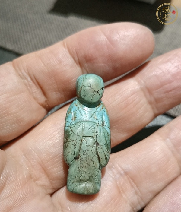 古玩仿古松石人掛件真品鑒賞圖