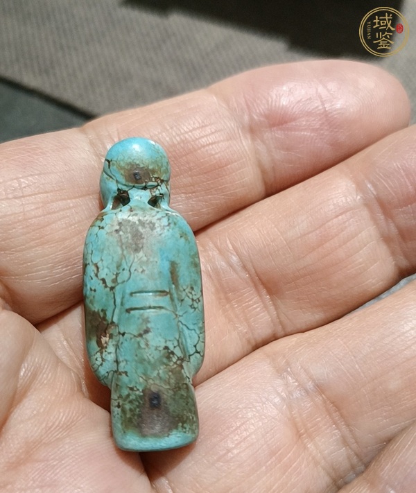 古玩玉器仿古松石人掛件真品鑒賞圖