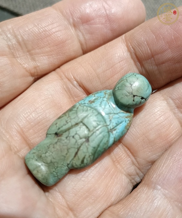 古玩玉器仿古松石人掛件真品鑒賞圖