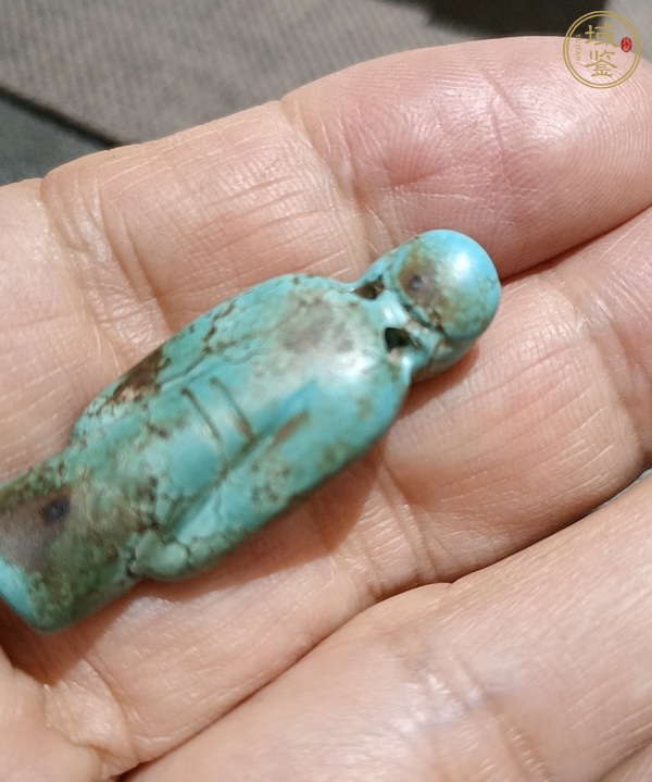 古玩玉器仿古松石人掛件真品鑒賞圖