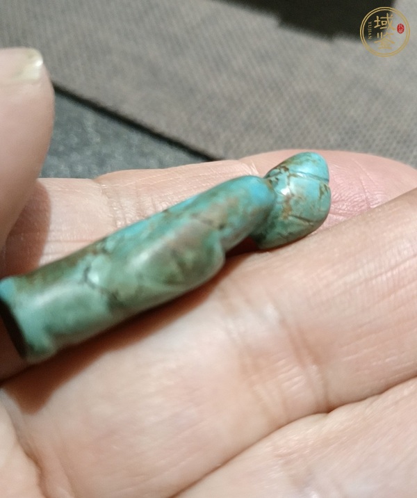 古玩玉器仿古松石人掛件真品鑒賞圖