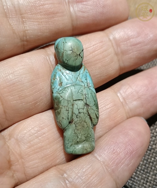 古玩玉器仿古松石人掛件真品鑒賞圖