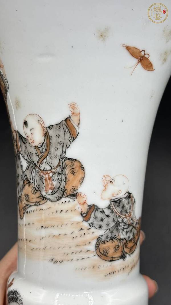 古玩陶瓷民國 粉彩人物紋花觚真品鑒賞圖