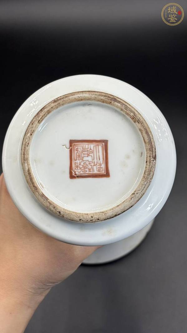 古玩陶瓷民國 粉彩人物紋花觚真品鑒賞圖