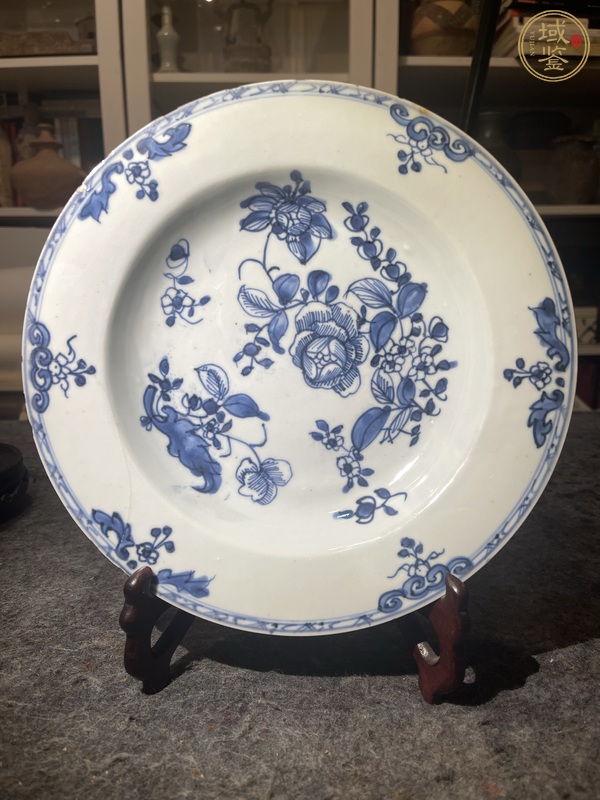 古玩陶瓷青花折枝花卉紋盤真品鑒賞圖