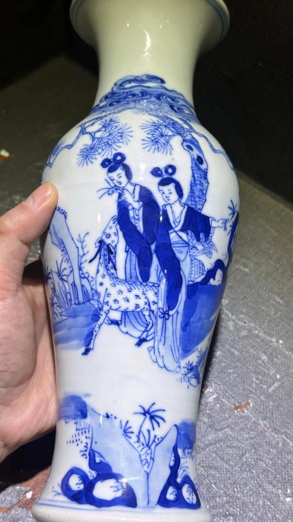 古玩陶瓷光緒·麻姑獻壽青花人物故事瓶拍賣，當前價格6000元