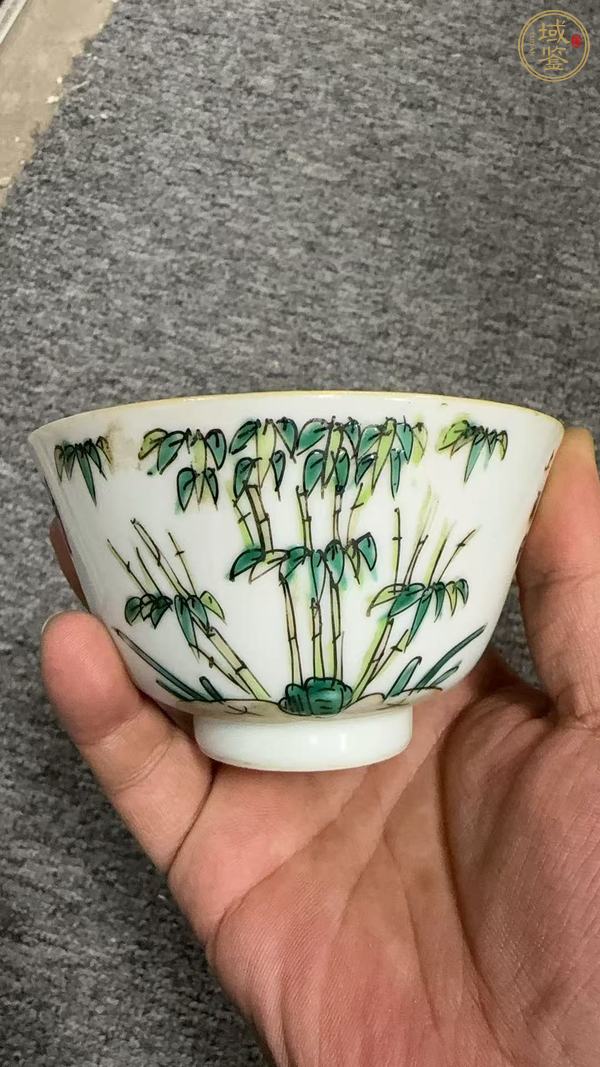 古玩陶瓷晚清粉彩茶碗真品鑒賞圖