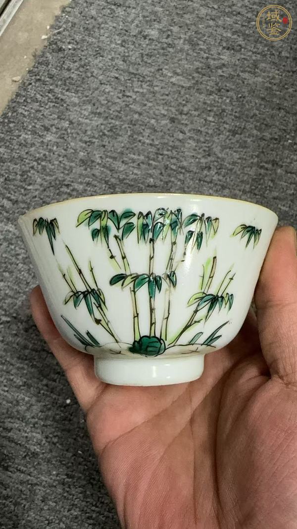古玩陶瓷晚清粉彩茶碗真品鑒賞圖
