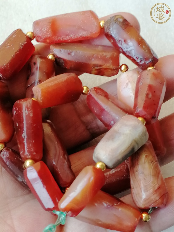 古玩玉器天然紅瑪瑙多棱珠真品鑒賞圖