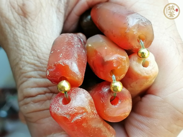 古玩玉器天然紅瑪瑙多棱珠真品鑒賞圖