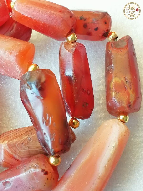 古玩玉器天然紅瑪瑙多棱珠真品鑒賞圖