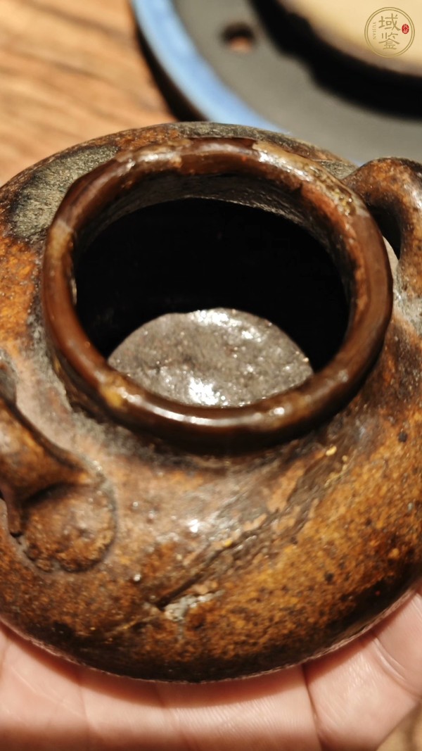 古玩陶瓷褐釉雙系茶入真品鑒賞圖