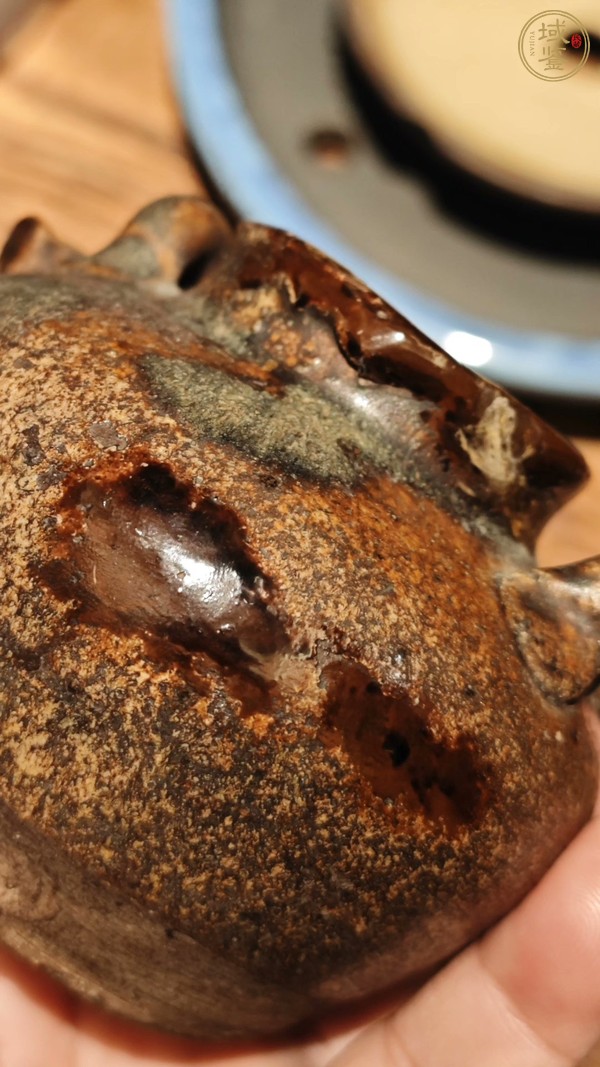 古玩陶瓷褐釉雙系茶入真品鑒賞圖