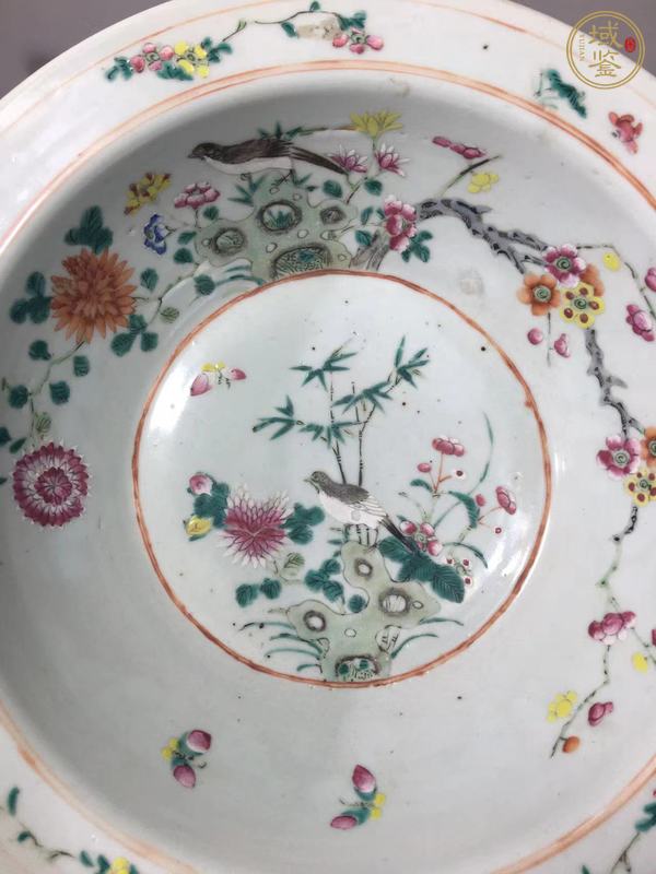 古玩陶瓷粉彩凈手盆真品鑒賞圖