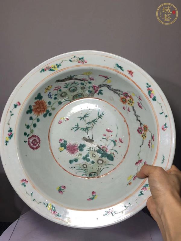 古玩陶瓷粉彩凈手盆真品鑒賞圖