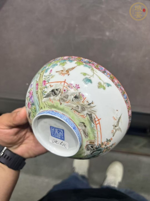 古玩陶瓷民國(guó) 仿琺瑯彩花鳥紋碗真品鑒賞圖