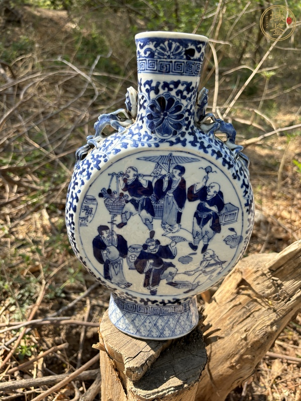 古玩陶瓷清光緒青花人物故事圖抱月瓶真品鑒賞圖
