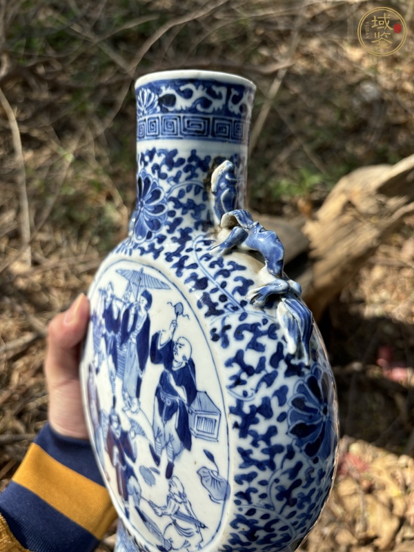古玩陶瓷清光緒青花人物故事圖抱月瓶真品鑒賞圖