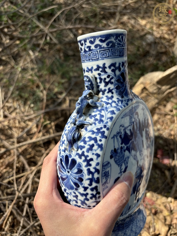 古玩陶瓷清光緒青花人物故事圖抱月瓶真品鑒賞圖